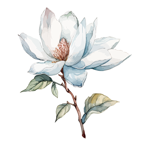 watercolor vector illustration boho magnolia flower sticker white background