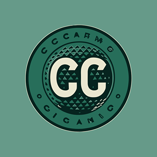 a emblem for a golf ball company, letters g and c, green background, simple, minimalist, vector