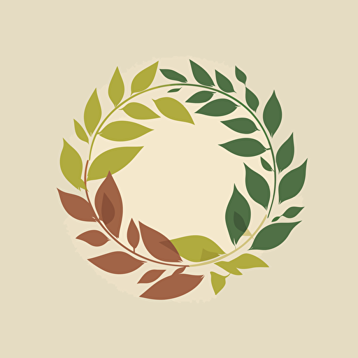 a logo for a brand called ReFashioned, wreath, leafs, vector, symobic, minimal, by Paul Rand