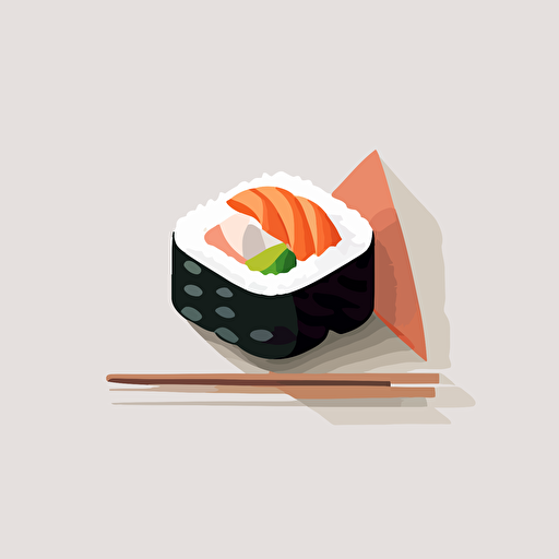 One sushi, minimalistic design, geometric, flat, no shadow, vector art, white background