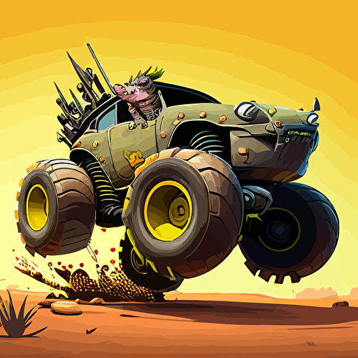 A warthog comes to life through the artistic use of vector art. Captured in a side shot, exuding an air of friendly focus through its cartoonish eyes. With a wry smile gracing its features, the creature conveys a perfect balance of warmth and ambition. The tire encircling the warthog seems to burn rubber, lending a dynamic touch to the design. This 2D cartoon-style logo is both captivating and memorable, embodying the company's unique spirit in every detail.