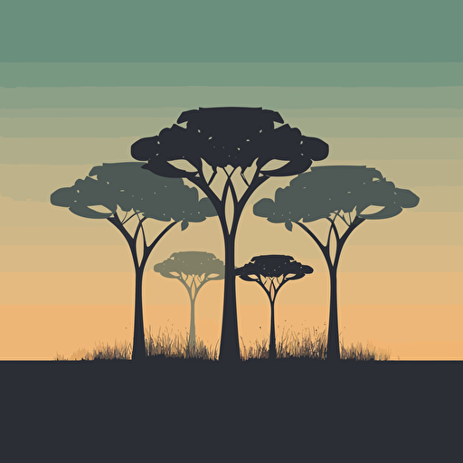 african trees. minimal vector illustration.