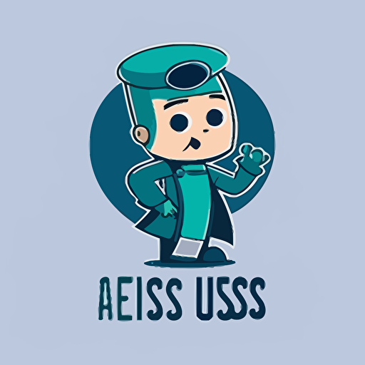 generate a modern and minimalist design of a logo featuring a fun and friendly cartoon robot assistant for doctors, in the style of the show the jetson's plus wess anderson, vector logo, simple clean logo, simple, 2d
