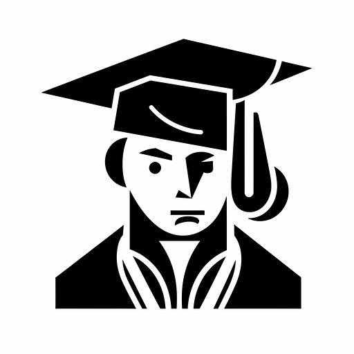 a danish graduate logo, black and white, vector art, 2D, must contain a danish graduate hat