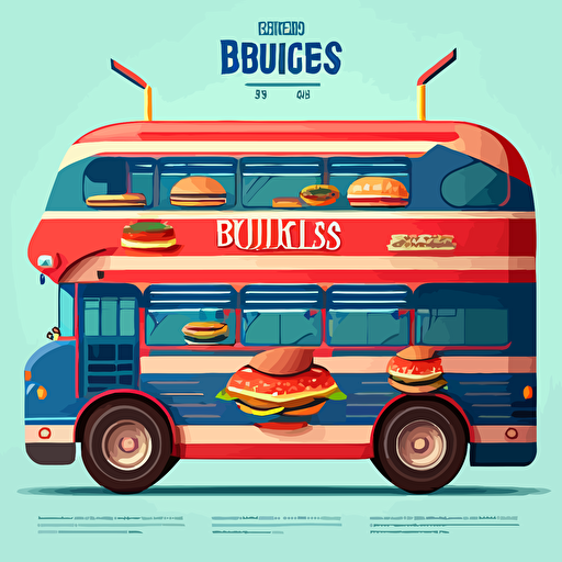 2d double decker bus design for burgers. Vector