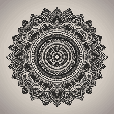 Create a intricate black and white mandala design in vector format that is suitable for coloring. The mandala should consist of multiple layers and intricate details, such as intricate patterns, intricate shapes, and intricate textures. The design should be balanced and symmetrical, with a central point that draws the eye. The use of negative space is also important, as it adds depth and dimension to the design. The end result should be a beautiful and detailed mandala that is both relaxing and challenging to color. 6144x6144