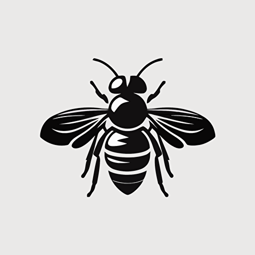 simple, minimal iconic logo of a bee, black vector, on white background