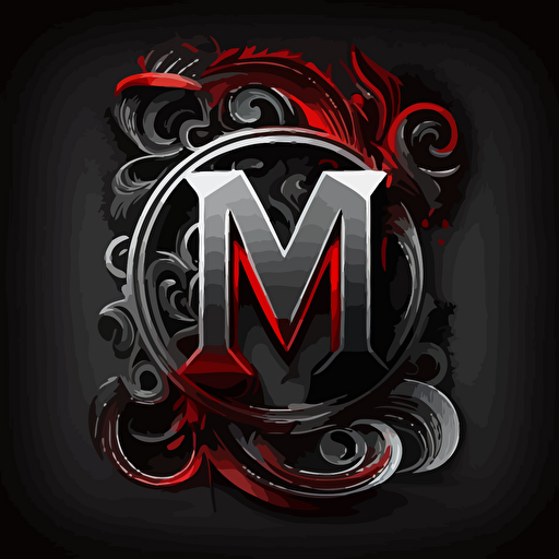 letters g-m-g, logo,vector, fashion brand, black red and gray color