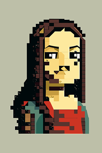 flat vector art illustration, poster, mona lisa in lego art,