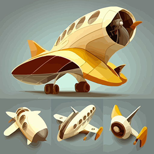 airplane, multiple angles, vector, cartoon