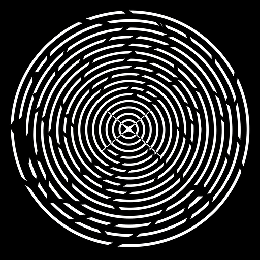 a logo in 2D black and white, vector art, flat desing, simple, shall contain a symetrial mathamatic pattern, shall be circular, no text