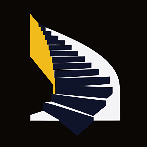 logo with stairs, simple, only logo with no word,vector, main color dark blue, sub color white & yellow