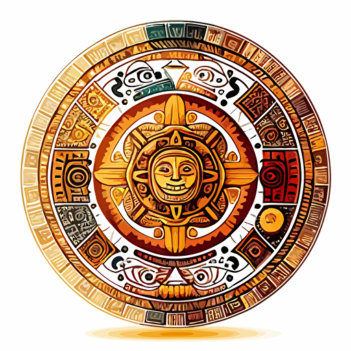2d circular aztec symbol on white background vector painting