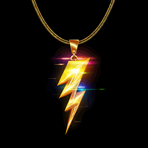 lighting bolt vector, necklace, jewerly, close up, gold, neon lighting,