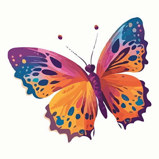 Butterfly isolated on a white background flat vector no gradient bright for 10 year old girls in the style of my little pony