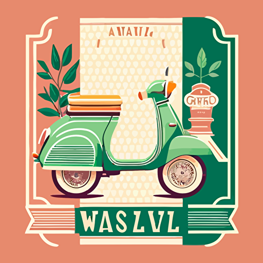Italian vibes motif, retro aesthetics, vector image, sticker, pantone color scheme. No text