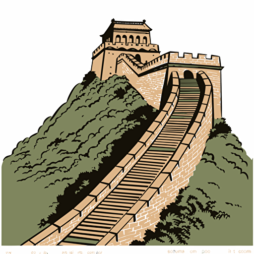 1d clip art Vector Image of the great wall of china, digital illustration