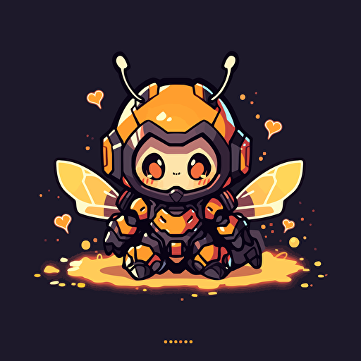 Logo of cute robot firefly with glowing tail. simple, vector