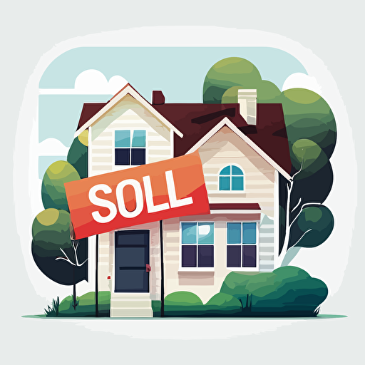 soft illustration, vector image, real estate SOLD sign, white background