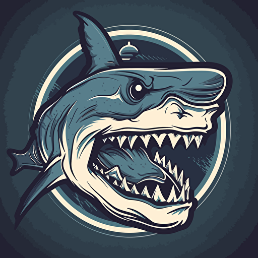 a vector sports logo of a great white shark body with a wolf head