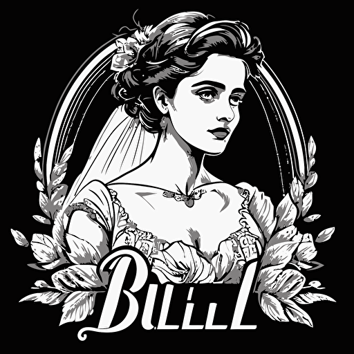 Bride by lulu, logo vector logo, vector design, logo design, design ideas, black and white, classic lineart design