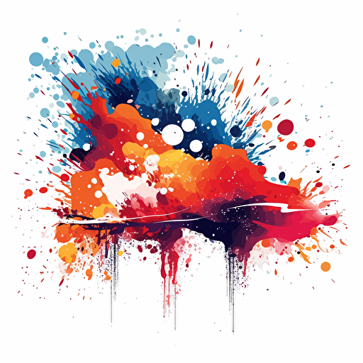 japanese colorful vector splash art , white background
