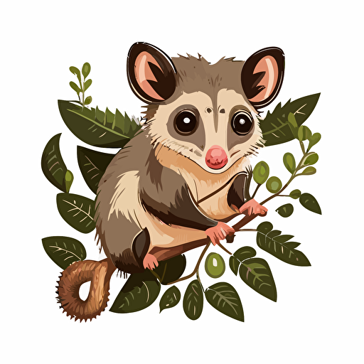cute possum cartoon style happy transparent background vector