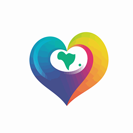 simple elegant logo of an earth shaped like a heart, vector, colorful