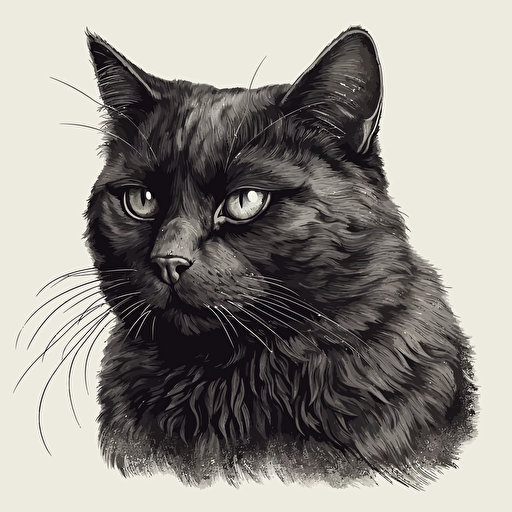 a balck cat, detailed vector illustration