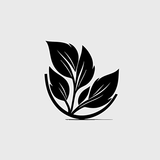 logo, simple, plant desgin, black colored, white background, vector logo, symbolic logo, modern, corperate logo, modern logo design, modern version of a leaf