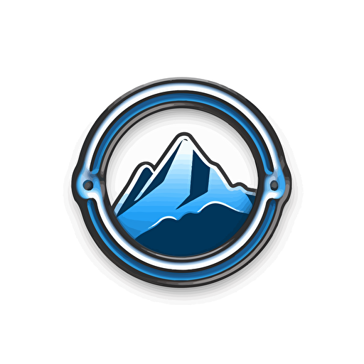 carabiner mountain hybrid logo vector, black and blue, vector white background