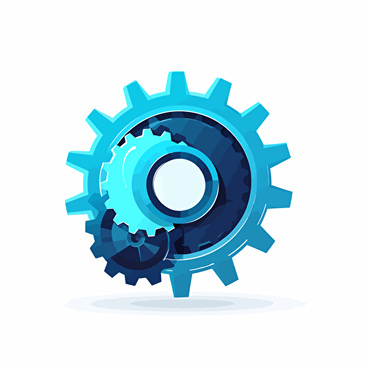 mechanical gear vector illustration, logo, simple, shades of blue, modern, minimalist, white background,