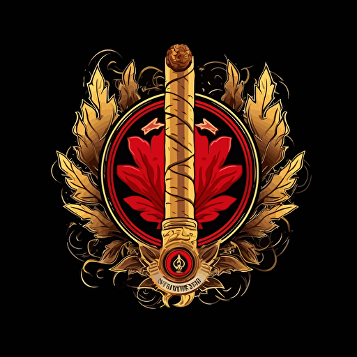 an emblem logo of a smoking cigar, simple, vector