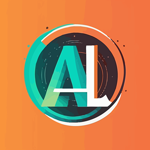 a circle flat vector logo incorporates of two letters "A" and "L" , Modern and artistic logo