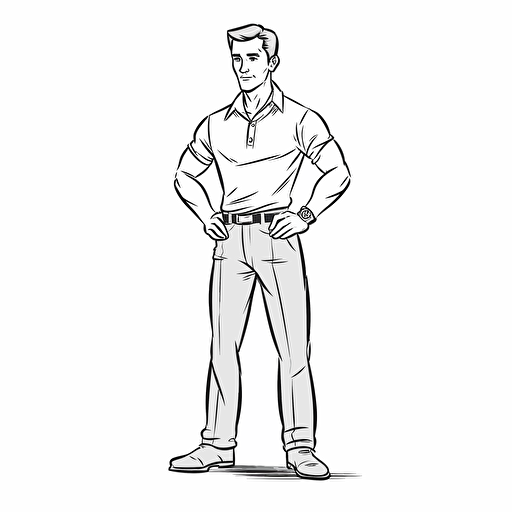 male body 1 poses No Shadow. Cartoon. Coloring page. Vector. Simple.