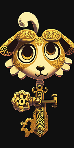 golden key, vector art, in the style of animal crossing ::