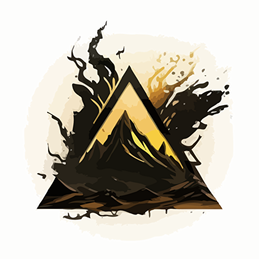 vector logo in V being with a triangle, without background, company, black and gold, volcano edit