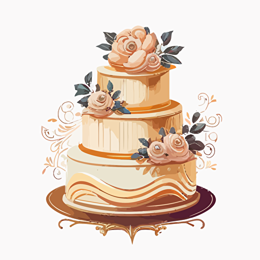 vector art of wedding cake on white background