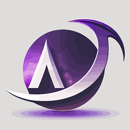 a minimalist vector logo with a moon and a wizard hat that resembles the letter W, silver and purple, HDR, 32k, large file