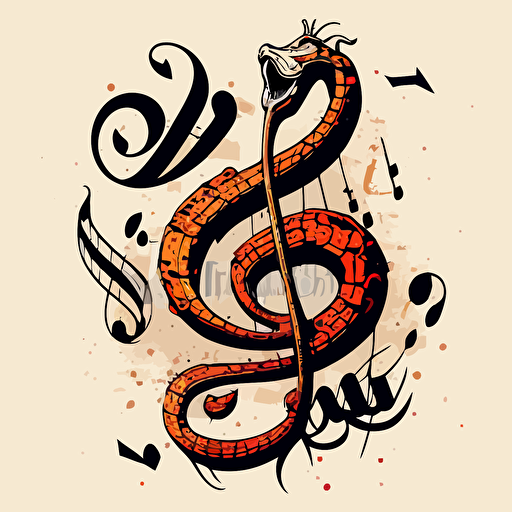 2d simple vector logo of a snake combined with a musical note