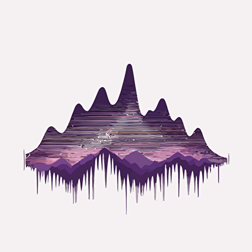 flat vector logo of mountine mixed with Frequency audio waveform, purple pallet, simple minimal,
