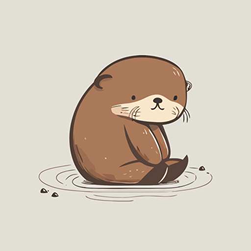 cute vector simple drawing sad otter