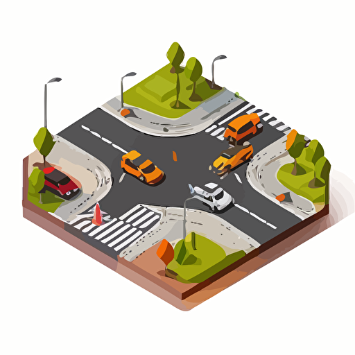 traffic analysis in intersection image with white background, vector design