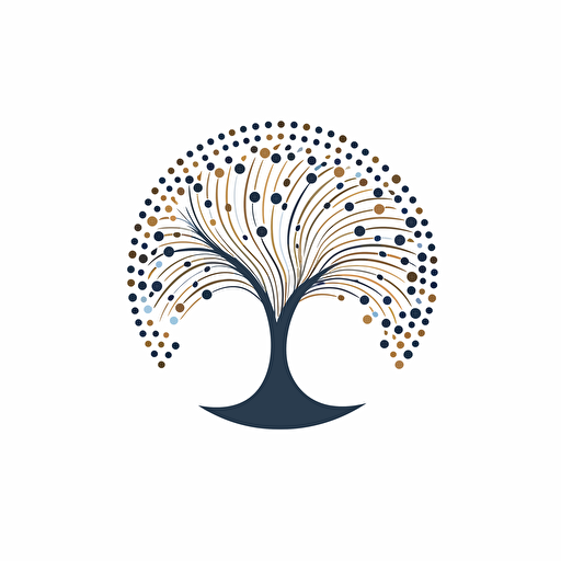circular logo, tree, seeds, flat, vector, minimalist, whitespace, white background