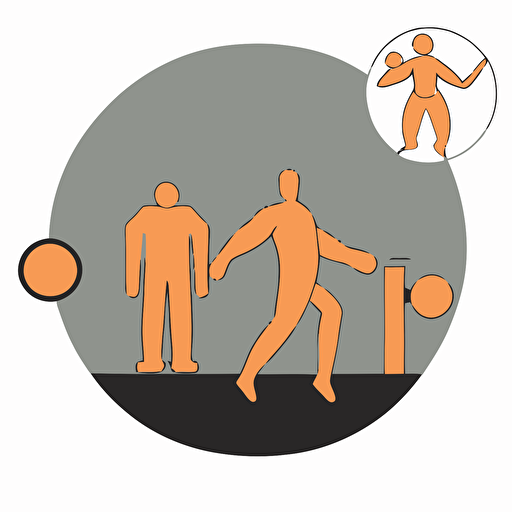 Vector image, single color: In the center of the image, there is a person lifting weights. Next to them, there is a person running. On the other side, there is a person practicing yoga, and a fourth person meditating