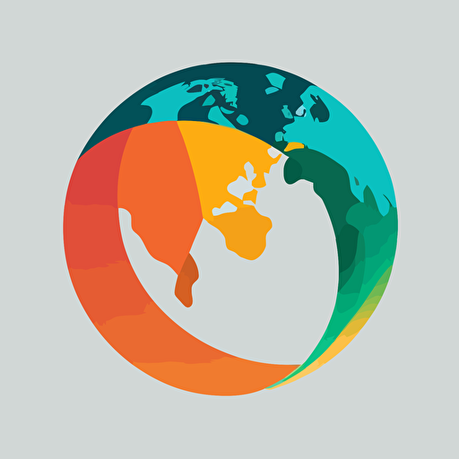 flat vector logo of circle, gradient, plane wrapped around earth, simple minimal, by Ivan Chermayeff