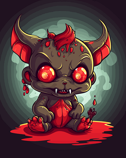 a satanistic cute axolotol, cartoon vector style,