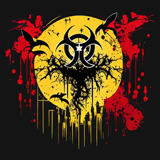 biohazard symbols raining down from the sky vector logo style
