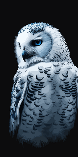 minimalistic logo of snow owl, flat art vector:: blue::1 silver color::1