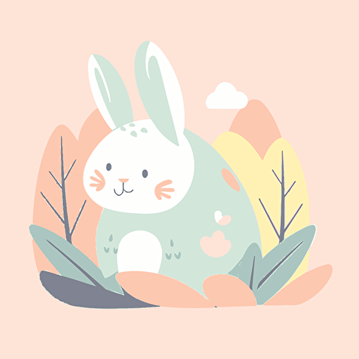 A flat vector illustration of a cute animal in pastel colors